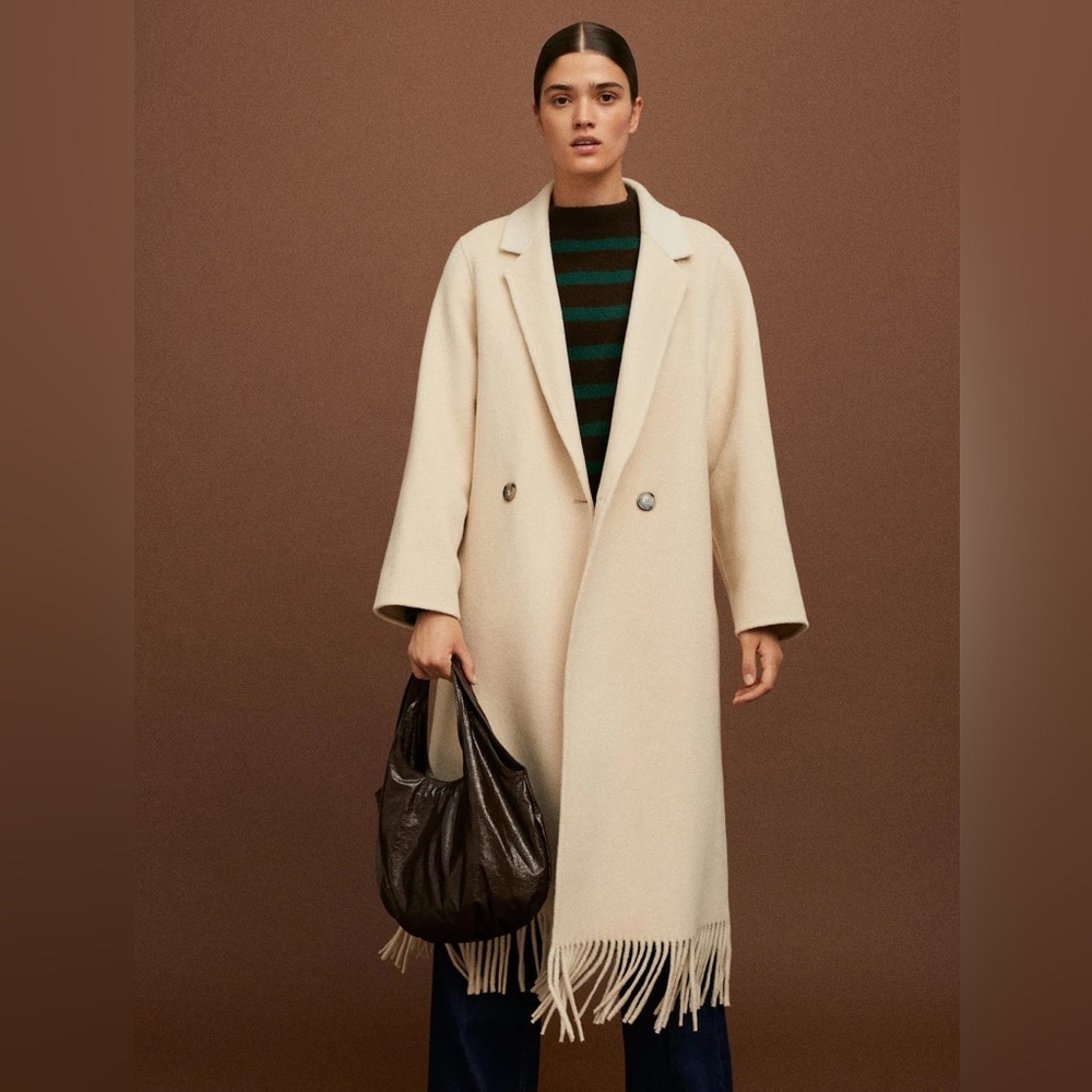EUC Mango Fringe Wool Coat